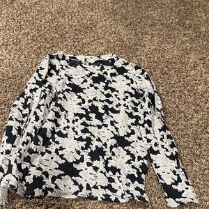 LOFT Navy and White Distressed Sweater